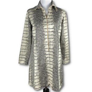 Division 2 dress sz 10 brown tan Python snake print pencil popover vintage 70s